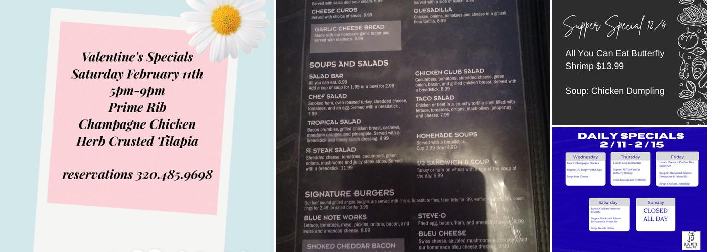 Blue Note Restaurant Menu