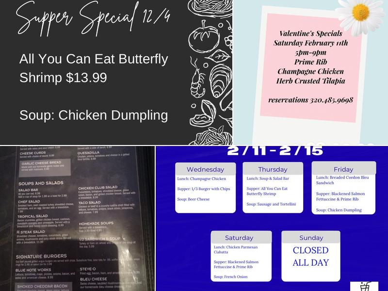 Blue Note Restaurant Menu