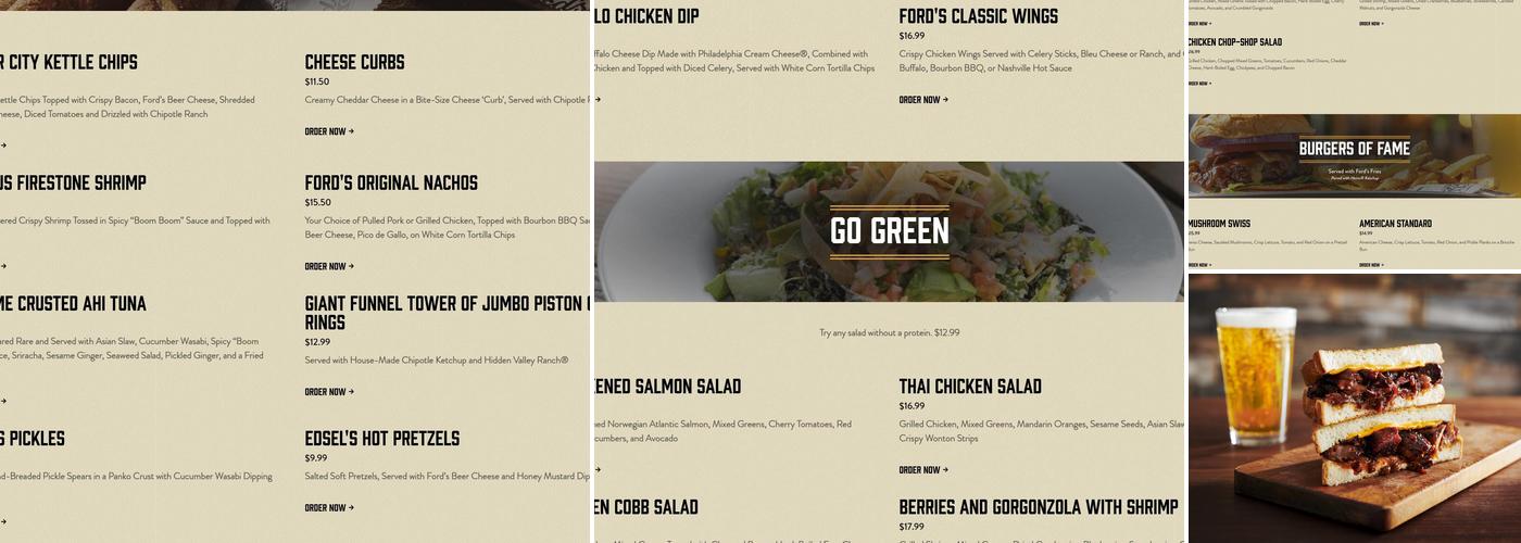 Ford's Garage Estero Menu
