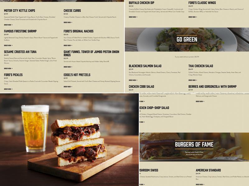 Ford's Garage Estero Menu