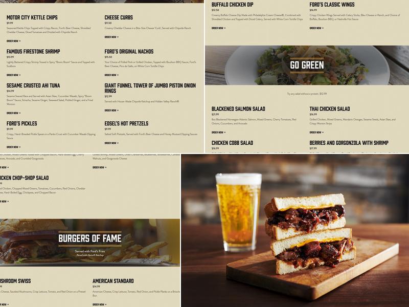 Ford's Garage Estero Menu