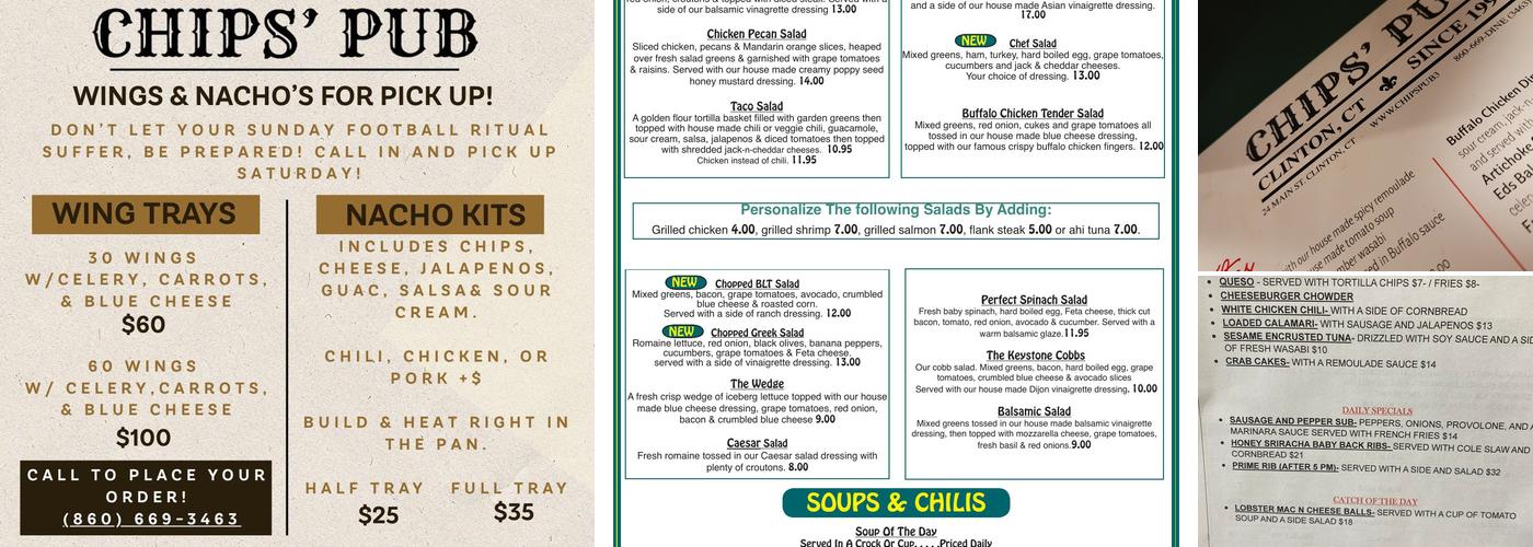 Chips' Pub III Menu