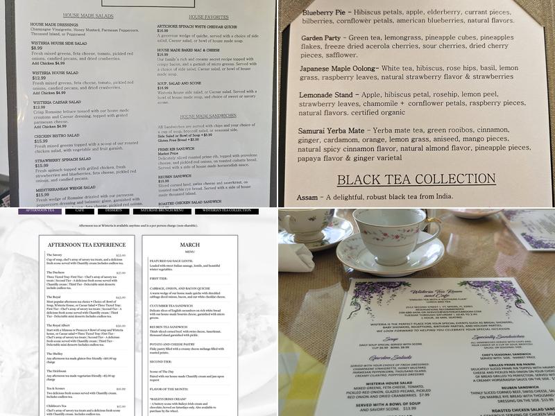 Wisteria Tea Room & Café Menu