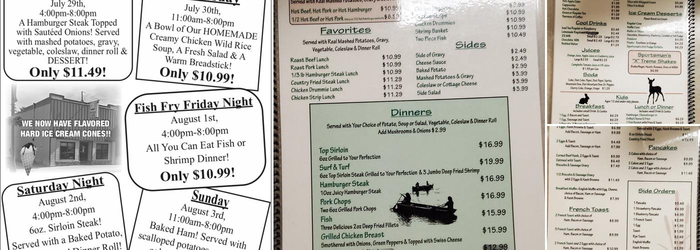 Sportsman Cafe Menu