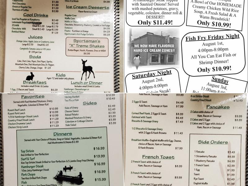 Sportsman Cafe Menu