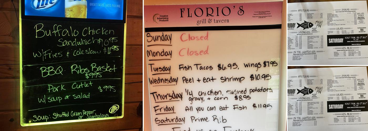 Florio's Grill and Tavern Menu