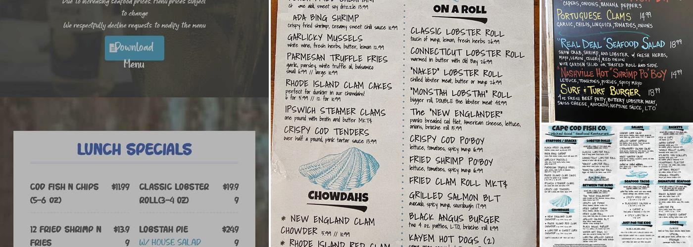 Cape Cod Fish Co Menu