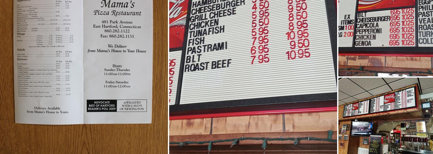 Mama's Pizza Menu