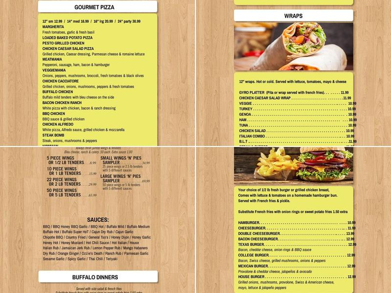 Wings'N'Pies - Willimantic Menu