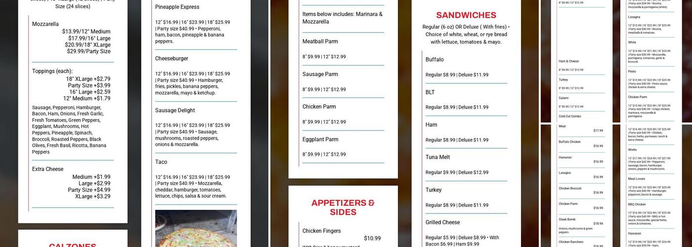 Husky Pizza Menu