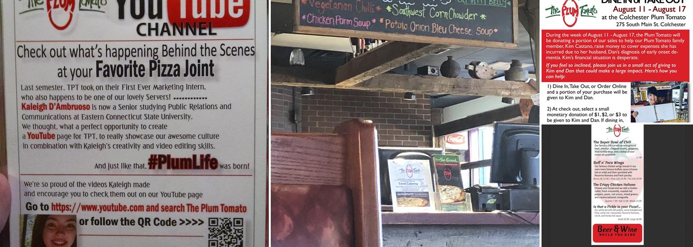 The Plum Tomato, Colchester, CT Menu