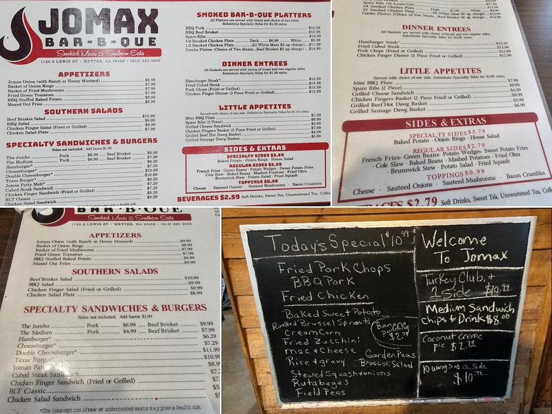 Jomax BBQ Menu