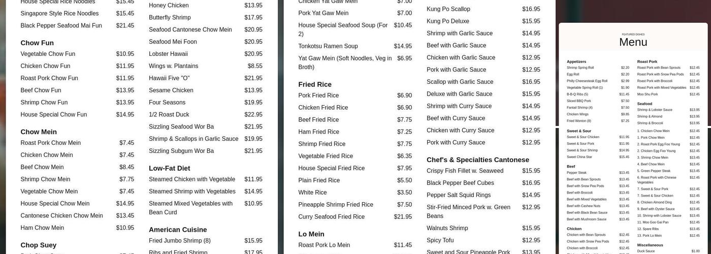 China Star Menu
