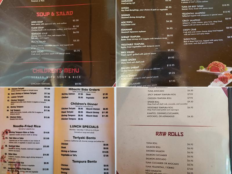 Fuji Japanese restaurant Menu