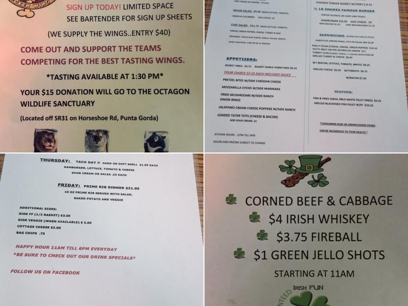 Shores Bar & Grill Menu