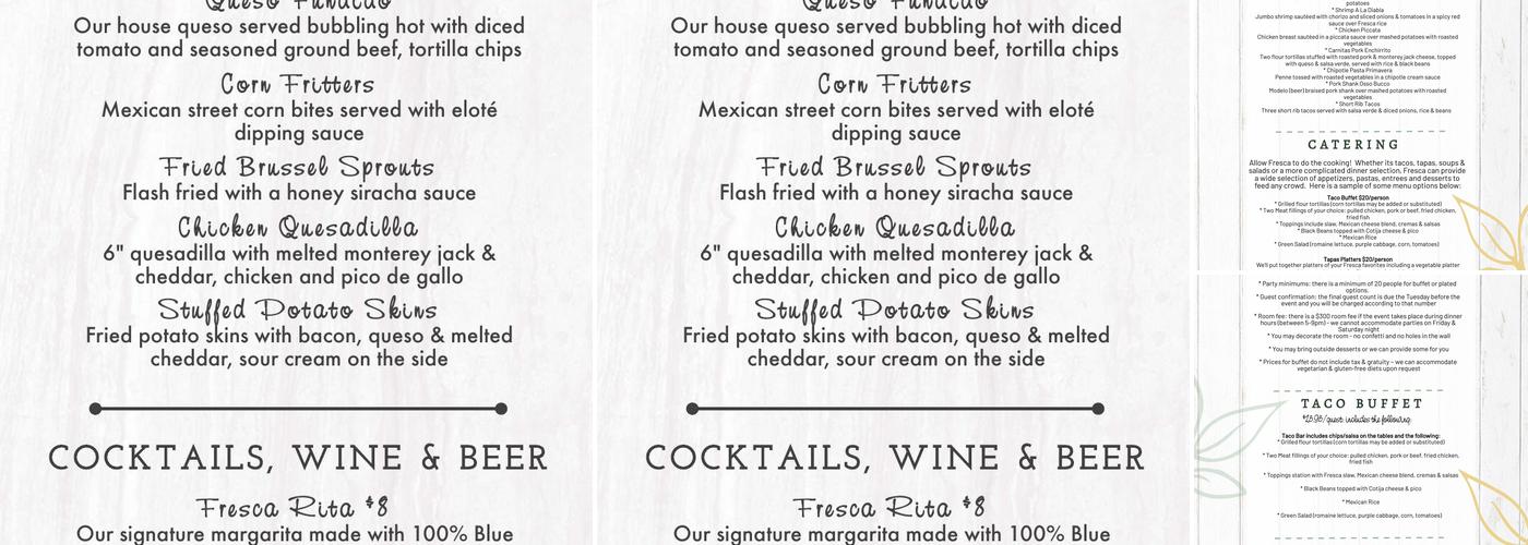 Fresca Tequila Bar & Grill Menu