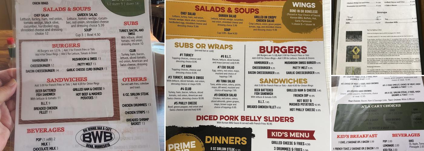 Big Winnie Cafe Menu