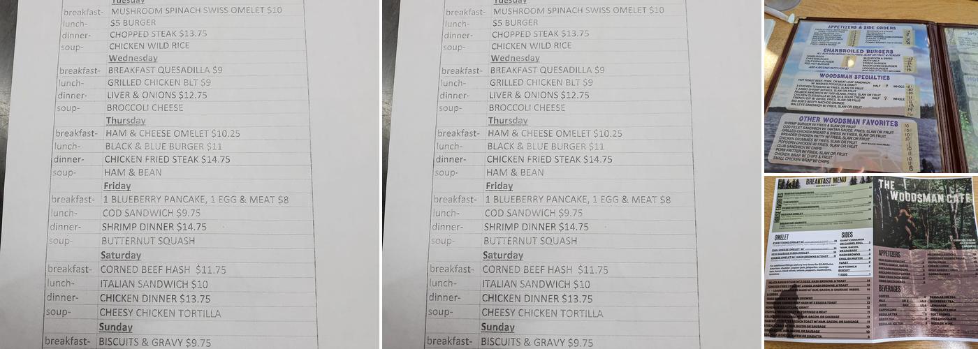 Woodsman Cafe Menu
