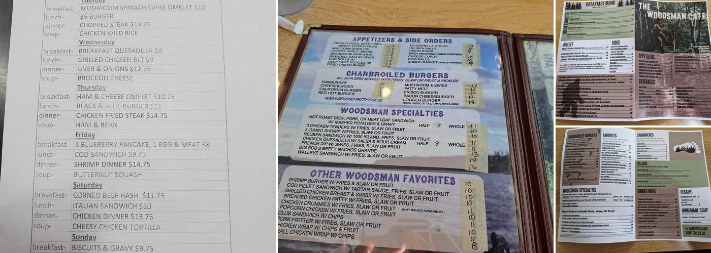 Woodsman Cafe Menu