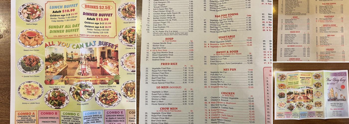 New Hong Kong Menu