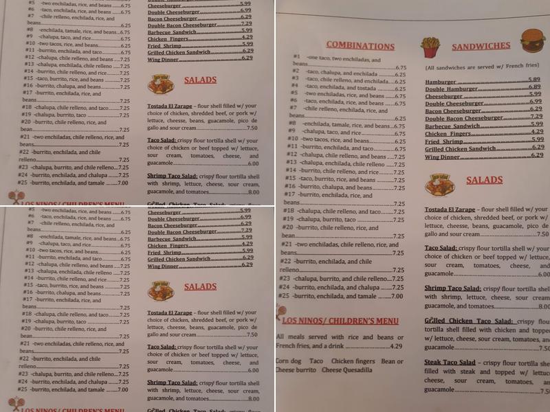El Zarape Menu