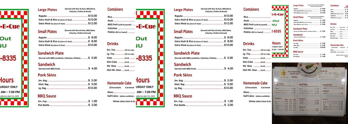 B & D Bar-B-Que Menu