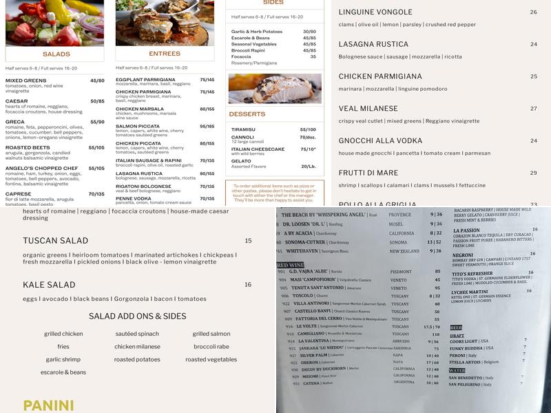 Angelo Elia Pizza, Bar, Tapas Menu