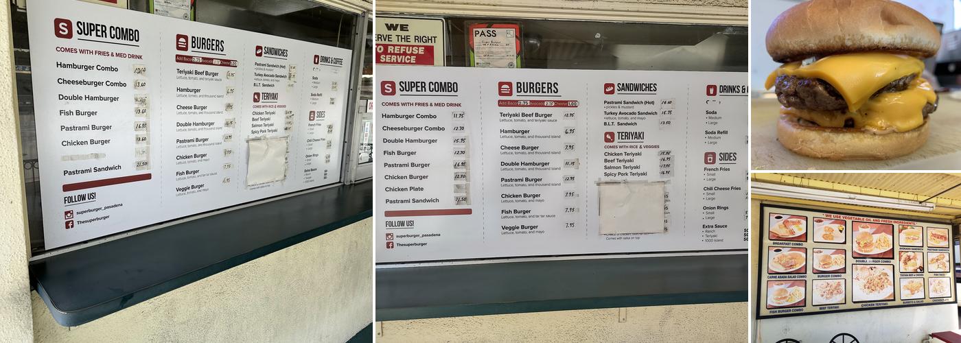 Super Burger Menu