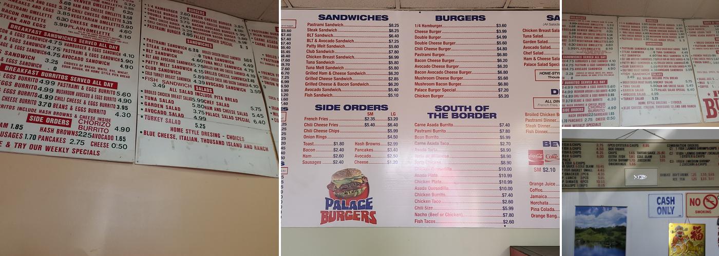 Palace Burgers Menu