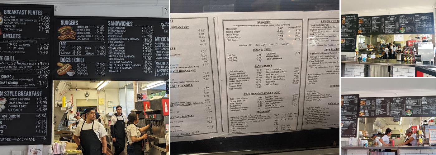 J B Burgers Menu