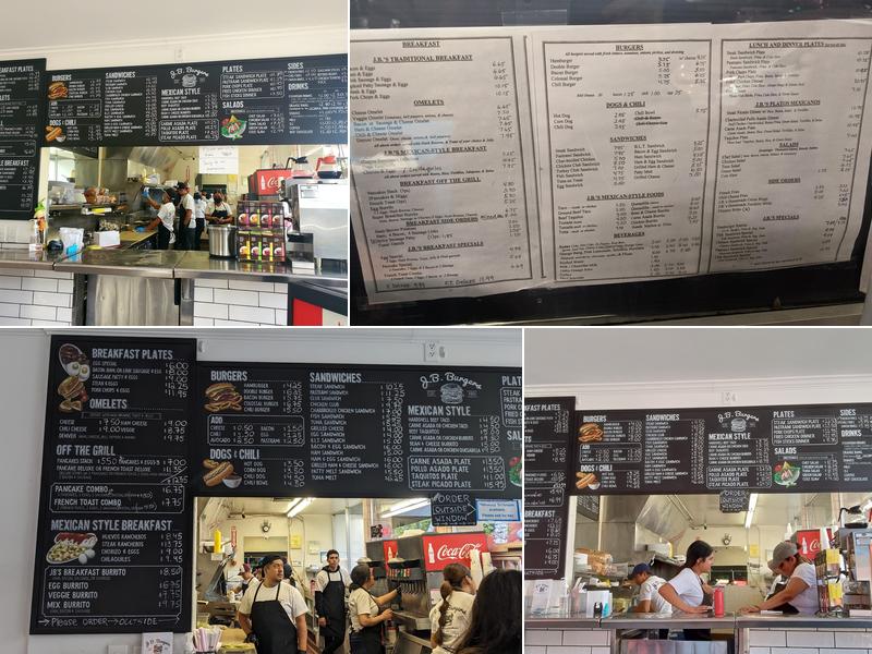 J B Burgers Menu