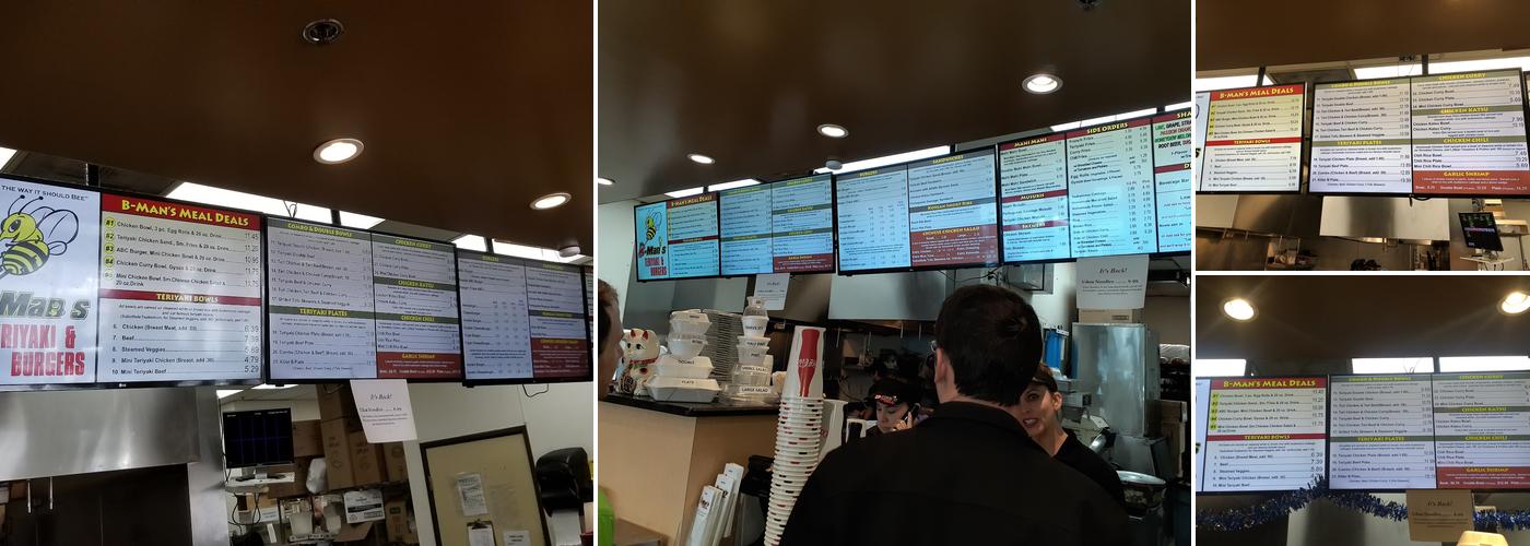 B-Man's Teriyaki & Burgers Menu