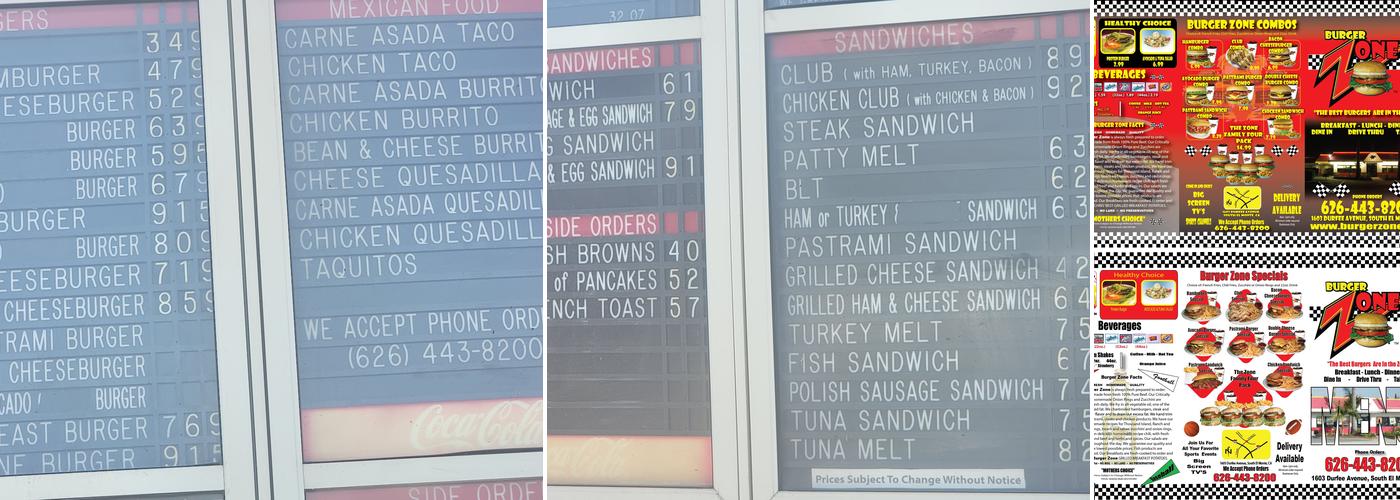 Burger Zone Menu