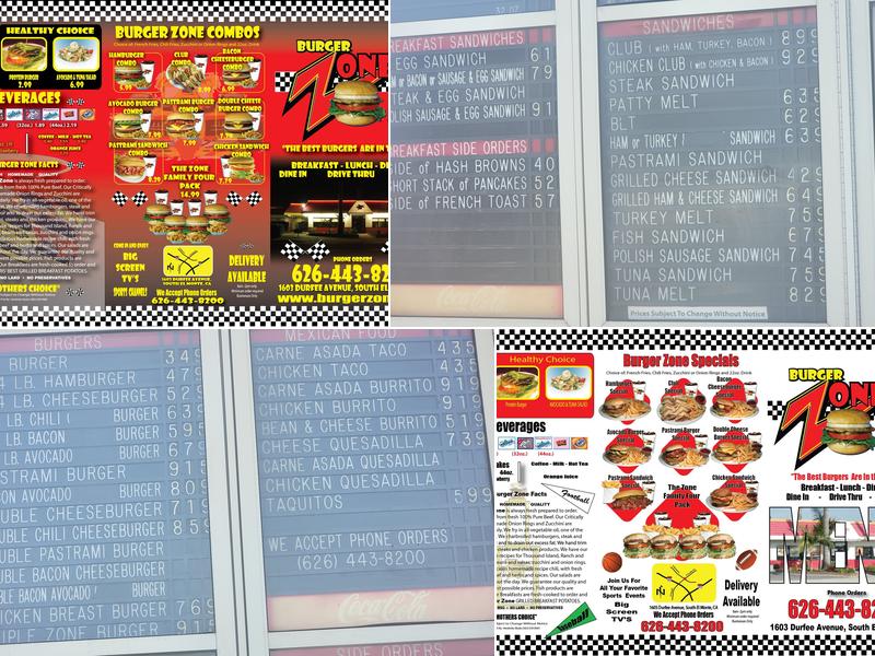 Burger Zone Menu