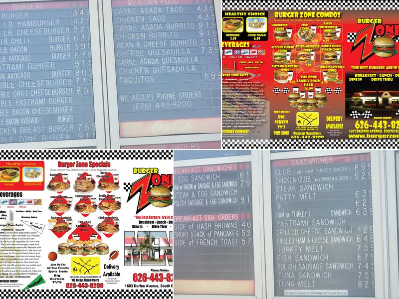 Burger Zone Menu
