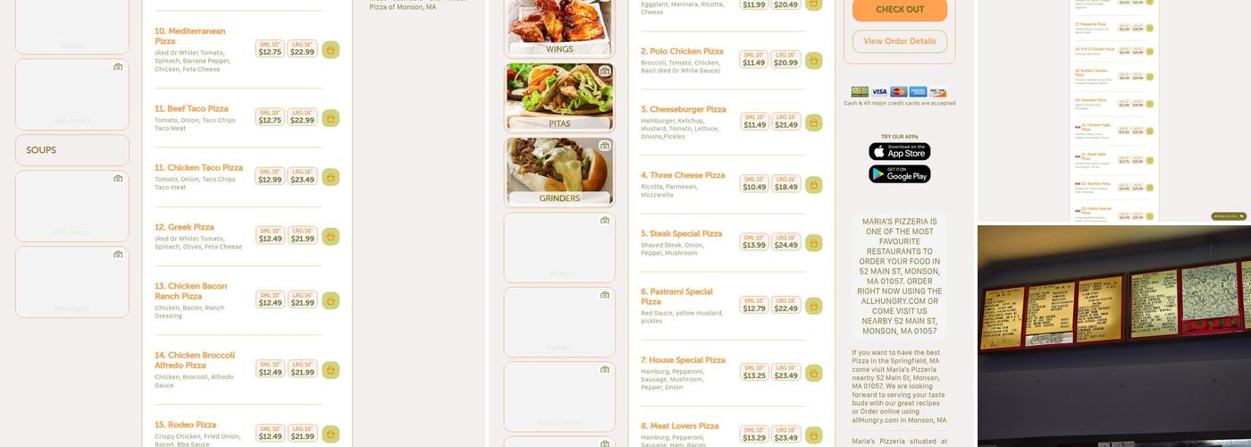 Maria's Pizzeria & Seafood Menu