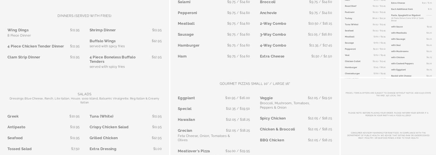 Acropolis Pizza Menu