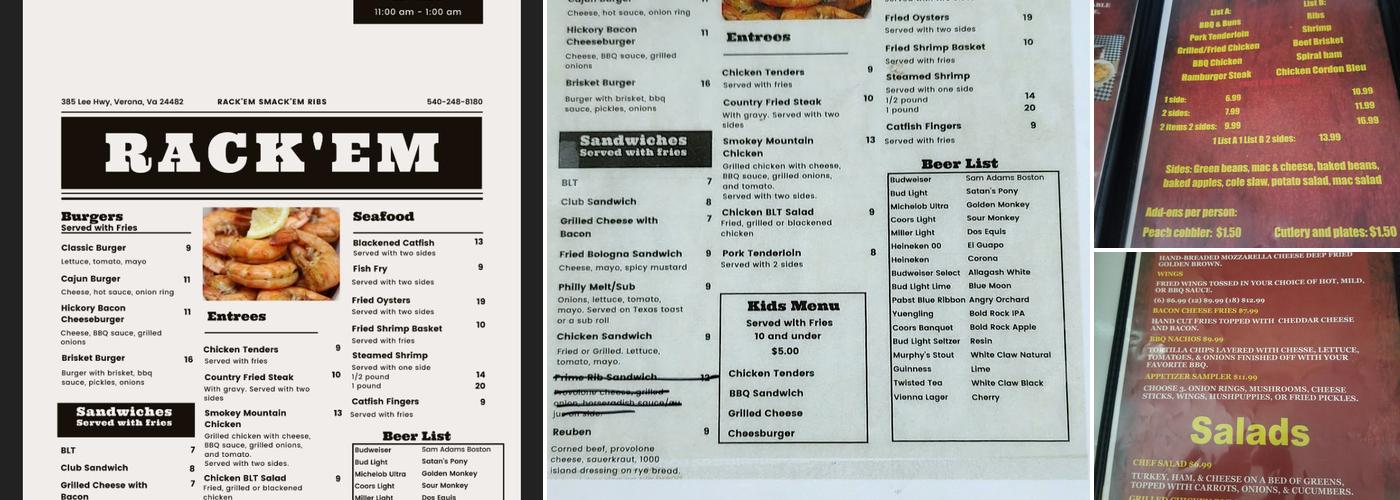 Rackem Smackem Ribs Menu
