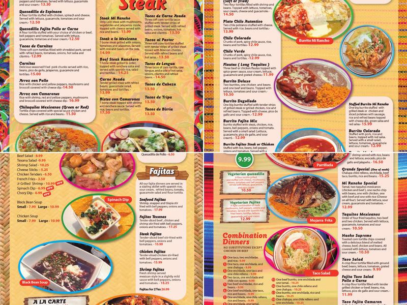 Mi Rancho Menu