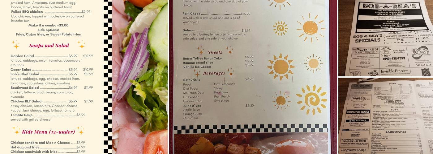 Bob-A-Rea's Pizza & Subs Menu