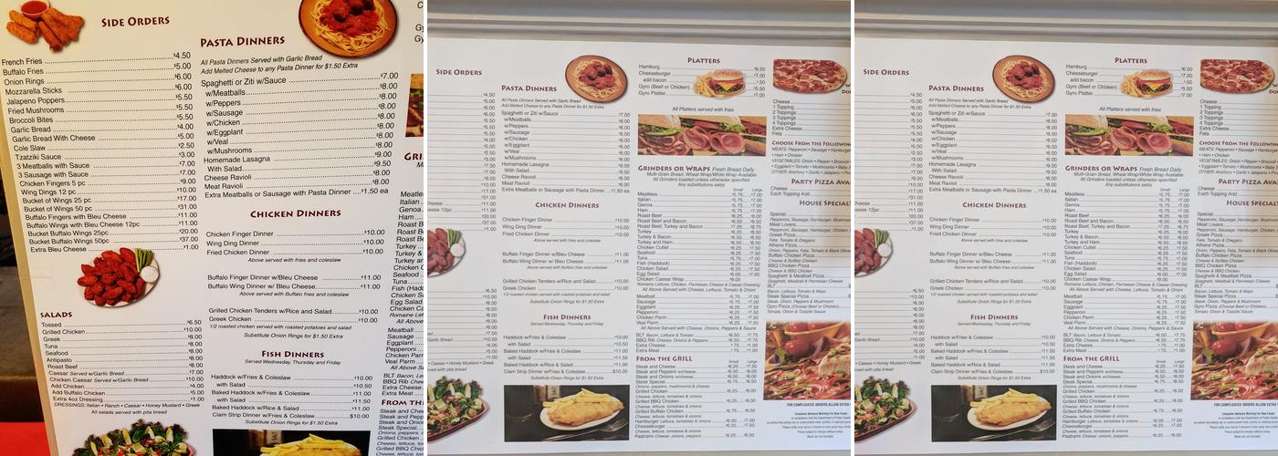 Athens Pizza Menu