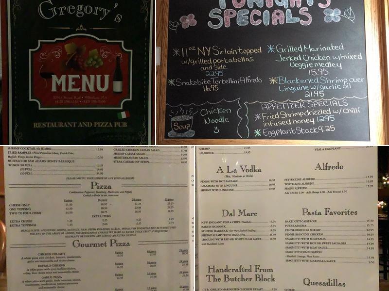 Gregory's Restaurant & Pizza Menu