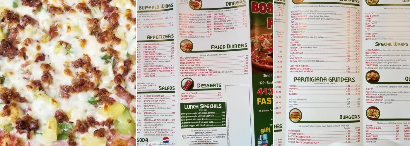BOSTON RD PIZZA Menu