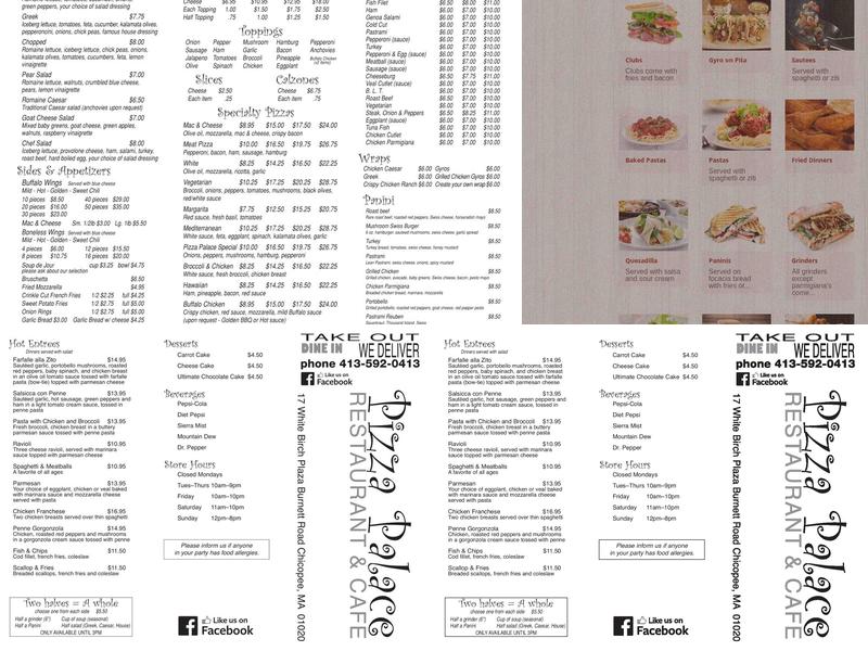Pizza Palace Menu