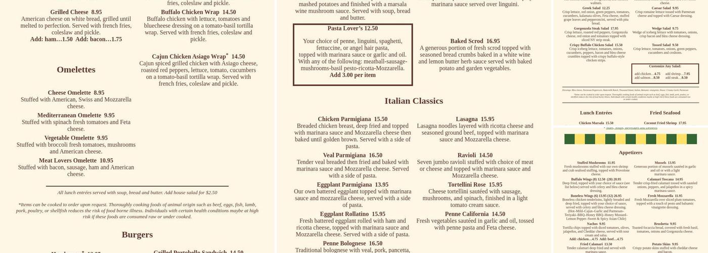 Basil's Restaurant Menu