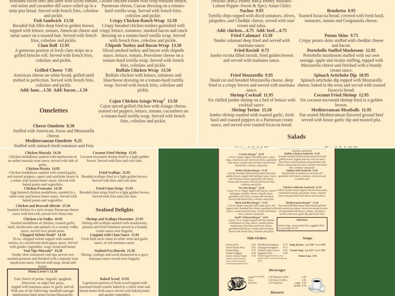 Basil's Restaurant Menu