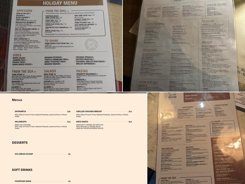 Baires Grill Weston Menu