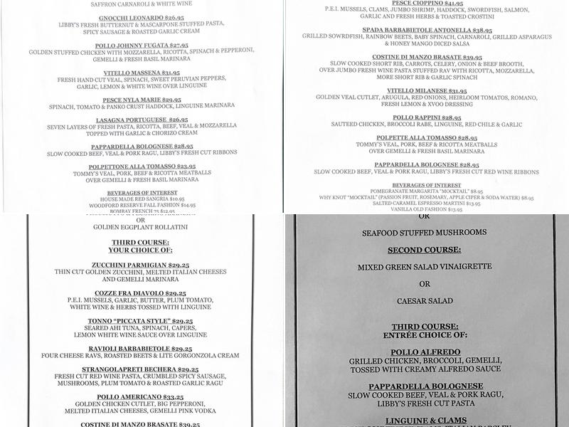 Piccolo's Menu