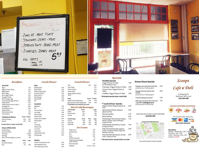 Scoops Cafe Menu
