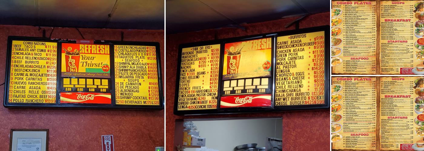 Salsa Picante Pasadena Menu